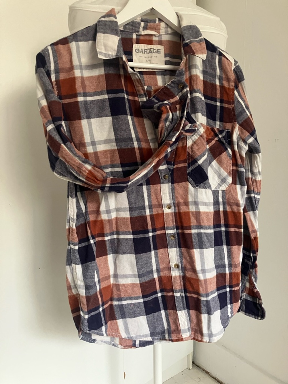 Garage Rust, Navy & White Plaid Shirt